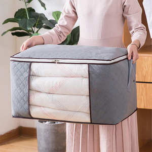 Clothing Organizer <b>Storage</b> Bag 60x40x35cm Gray Foldable With Zipper For Moving And Home Use - Product Image 2