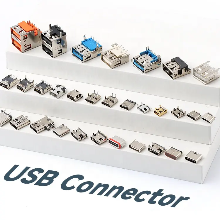 USB-Stecker Buchse 6 16 24-poliger Dip USB-C Typ A B C Buchse 2.0 3.0 SMT-Buchse versenkter USB-C-Stecker für Leiterplatte