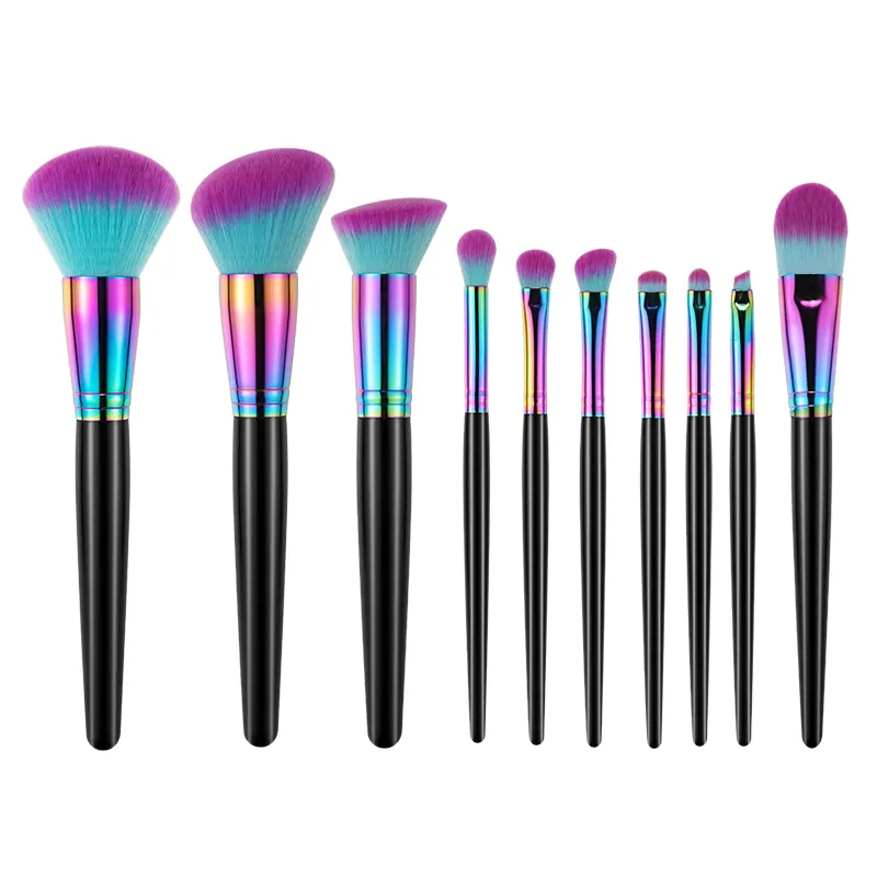 Professionelle oem bunte 10 Stück Make-up-Pinsel-Set Eigenmarke Make-up-Pinsel Silikon-Brauenpinsel