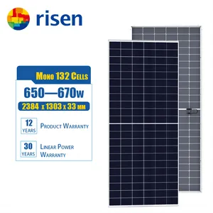 Risen Energy 650-670W高性能モノラル両面PERCモジュールソーラーパネルPVモジュール