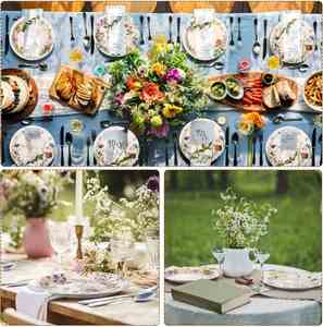Assiettes en carton jetables rondes 9 pouces CMYK Vintage 350 g/m² Blanches Approuvées par la FDA Fournitures de fête - Product Image 5