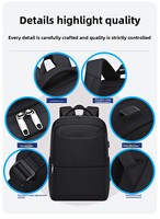 Sac à dos professionnel pour ordinateur portable 15,6 pouces, étanche, avec port USB, portable, durable, design minimaliste, fermeture éclair classique en polyester
