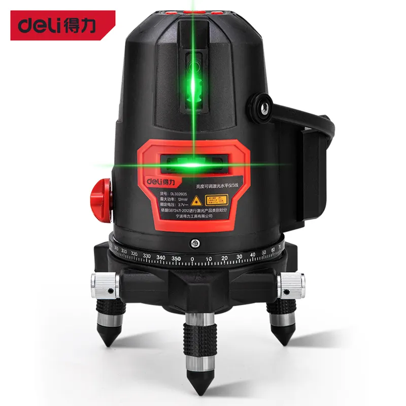 Deli DL332605 LD5 Green Rotary Laser Line Self Leveling 120 Horizontal Vertical Construction Auto Rotating Laser Level