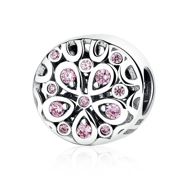 Popular Selling Qings Rose Flower Charms OEM/ODM 925 Sterling Silver Zircon Charm Pendant With High Quality