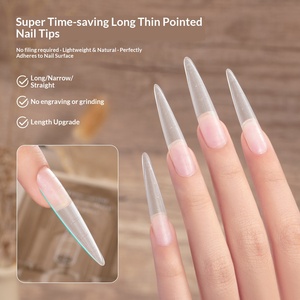 Miss Honey Versión Mejorada, <span class=keywords><strong>Uñas</strong></span> Postizas Transparentes de Estilo Francés, Ovaladas, Delgadas y Rectas, Sin Necesidad de Tallar ni Pulir, Ligeras - Product Image 1