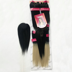 4 Lọn Tóc Giả Đóng Gói Toàn Bộ Quattro Yaki Wave, Sợi Tổng Hợp Chịu Nhiệt Yaki Thẳng Hai Tông Màu Vàng 613 Tóc Dệt - Product Image 1