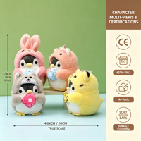 Boneka Penguin Kostum Kawaii dengan Donat, Boneka Unicorn Kelinci Katak Berpakaian, Bantal Peluk Lembut dan Halus, Hadiah untuk Anak