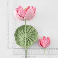 Lot de fleurs artificielles en fil tricoté, décoration florale, cadeau du Nouvel An pour les enseignants, fleurs de lotus au crochet faites à la main