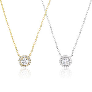 स्टाररी हालो ज़िरकॉन बेज़ेल सेट पेलेंट हार ट्रेंडी गोल्ड प्लेटेड लिंक चेन यूनिसेक्स उपहार होंगकी - Product Image 1