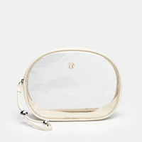 Pochette cosmétique en PU en forme de coquille avec fenêtre transparente en PVC, trousse de toilette portable pour voyage, OEM ODM, logo personnalisé