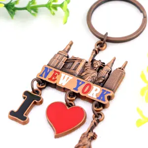 Wholesale Custom Mini Exquisite Zinc Alloy Travel New York United States Tourist Souvenirs Metal Keychain