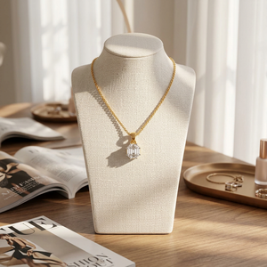 Collier pendentif de luxe en or plaqué avec diamant de laboratoire taillé fantaisie classique, certifié IGI, bijoux fins, cadeau pour femmes - Product Image 1
