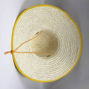 Sombrero de Paja Unisex Blanco Blanqueado con Borde Ancho Amarillo, Sombrero de Verano para Playa y Protección Solar - Product Image 4
