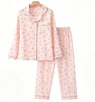 Vente en gros de pyjamas en coton rose de luxe de haute qualité, personnalisés, certifiés ODM, pour femmes, élégants, confortables, avec taille élastique