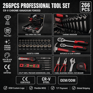 Kit d'outils à main 266 pièces : Jeu de clés à douille, jeu d'outils 899 pièces avec clé hexagonale, ruban à mesurer, clé combinée et tournevis - Product Image 3