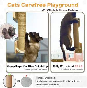 Ensemble de perchoir <span class=keywords><strong>pour</strong></span> chat à fenêtre 3-<span class=keywords><strong>en</strong></span>-1 : lit <span class=keywords><strong>en</strong></span> tapis, marchepied, griffoir, hamac, ventouse, cadre <span class=keywords><strong>en</strong></span> bois de bouleau, durable, grande <span class=keywords><strong>hauteur</strong></span> réglable - Product Image 4