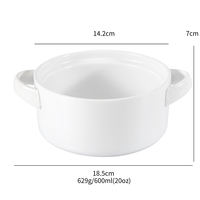 Ensemble de 4 bols à soupe en céramique empilables en porcelaine avec poignées pour la cuisine