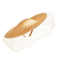 J414 Sombrero de Moda para Mujer, Elegante, Brillante, de Satén, Estilo Kentucky Derby, para Bodas, Fiestas, Iglesia, con Velo de Malla