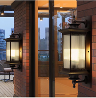Applique murale industrielle LED longue en aluminium rétro, étanche IP65, pour extérieur, avec diffuseur en verre, pour jardin, style européen.