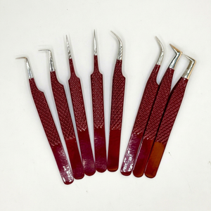 Meilleures pinces à cils GETUP BROSONS IMPEX 90 Boot /Curve /Volume, revêtement en poudre rouge, dos argenté, anti-magnétiques, lisses - Product Image 1