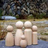 Petites poupées à chevilles en bois naturel inachevées pour bricolage peinture artisanat famille jouet et panneaux muraux artisanat en bois et boîtes en bois