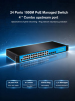Switch Manajemen Enterprise PoE 24-port 4 Kombinasi Port QoS SNMP IEEE802.3af/at ERPS Ring Static Routing