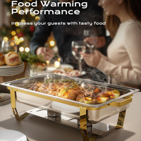 Ensemble de réchauds de buffet en acier inoxydable haute capacité, économique et de luxe, pour maintien au chaud et présentation des aliments en restaurant et hôtel
