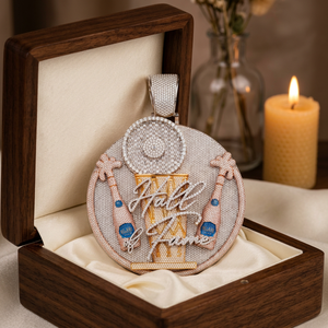 Pendentif rond personnalisé en argent 925 avec diamants Moissanite, style Hip Hop de luxe, médaillon Bouteille de Champagne Bleu Belaire, modèle Hall of Fame - Product Image 4