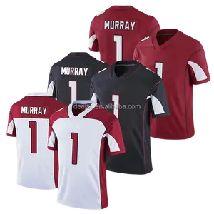 ผู้ชายสีแดงเย็บจำกัดอเมริกันฟุตบอล #10 deandre Hopkins #1 kyler Murray #99 .j. เสื้อเจอร์ซีย์วัตต์