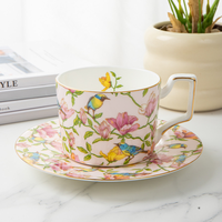 Service à café et à thé de luxe, écologique, classique, motif floral royal européen, fait main, en porcelaine fine, sans BPA, tasse et soucoupe