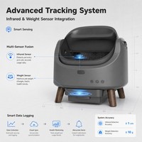 Bac à litière robotisé Songya à couvercle ouvert, couleur personnalisable, nettoyage automatique, pièces lavables, enregistrement via application