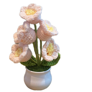 Buket Bunga Rajutan Tangan DIY dengan Jarum Punch, Bunga Matahari dan Lily dalam Pot, untuk Wisuda, Paskah, Bunga Rajut Puff, Ukuran Dapat Disesuaikan - Product Image 4
