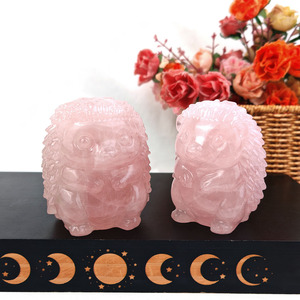 New Product Crystal <strong>Hedgehog</strong> Statue Handicraft Animal Design Stone Cute Crystal Rose Quartz <strong>Gifts</strong> for Collection - Product Image 3