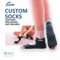 Chaussettes de yoga et de pilates antidérapantes, design à cinq doigts, certifiées Oeko-Tex, logo personnalisé, chaussettes en coton