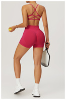 Ensemble de vêtements de sport pour femme, 4 pièces, grande taille, avec soutien-gorge de sport, leggings d'entraînement, shorts cycliste, taille élastique, imperméable et réversible