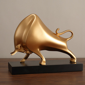 Figura abstracta de toro, escultura de resina dorada, decoración de mesa para sala de estar, oficina, pieza de arte para escritorio - Product Image 1