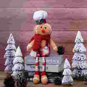 Wholesale Handmade Cloth Christmas Gnome <b>Gingerbread</b> Man Ornaments Traditional Nordic Holiday <b>Decor</b> Wooden Bead Accents Tree - Product Image 2