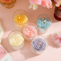 Tasses en verre Vente en gros Fleurs de pivoine Bougies parfumées en cire de soja Convient comme cadeau parfumé pour les copines