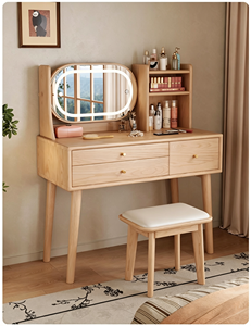 Table de toilette triangulaire moderne <span class=keywords><strong>en</strong></span> bois réglable avec miroir rabattable pour <span class=keywords><strong>chambre</strong></span>, hôtel ou appartement, idéale pour les petits coins - Product Image 1