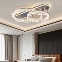 Plafonnier LED de luxe moderne / Lampe en acrylique effet craquelé, super lumineux 6000K, pour hall et chambre principale, télécommande