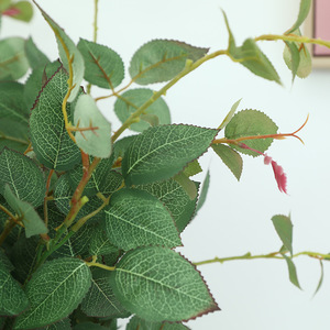 ZUOYI 90CM panno di seta foglia di rosa pianta artificiale 2 rami piante di foglie di rosa verde per parete vegetale - Product Image 3