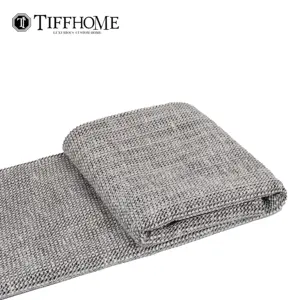 Tiff Home Wholesale New Innovation 240*70cm Grey Cotton Linen Boho Throw Blanket For Home Sample Room Hotel