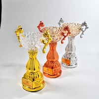 Trophée en cristal personnalisé, motif bulles multicolores, écologique, gravé au laser, poli, style sportif, avec placage métallique