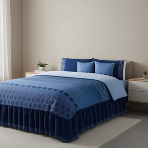 Trapuntino Luciano Doppio Blu a Pois in Cotone per Tutte le Stagioni - Biancheria da Letto per la Casa - Product Image 2