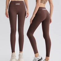 Leggings de sport pour femmes, taille S-3XL, double face brossée, contrôle du ventre, leggings souples et élastiques, couleur nude, pour la course à pied, le yoga