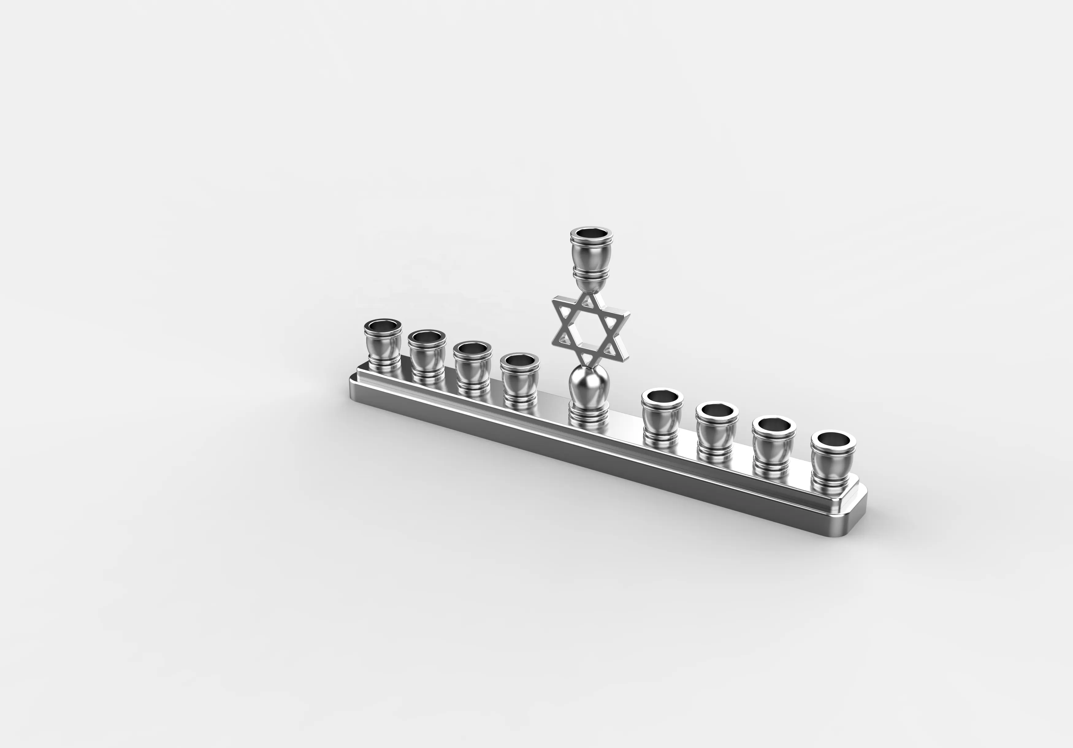 Toptan ev dekorasyon Metal alaşım şamdan Hanukkah Metal Menorah mumluk