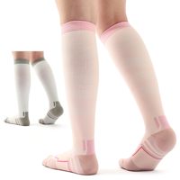 Chaussettes de compression respirantes en maille sans couture pour la course, la randonnée et la récupération sportive, soutien gradué 15-20 mmHg, hauteur genou, en cuivre