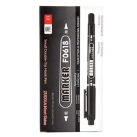 Lot de 12 marqueurs double-pointe à base d'huile, noir/rouge, pointe fine (0,5 mm) et pointe large (1,0 mm), imperméables, vente en gros
