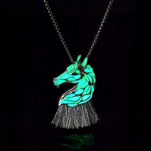 Collier en alliage de zinc style européen et américain, motif <span class=keywords><strong>cheval</strong></span> lumineux, pendentif zodiaque <span class=keywords><strong>cheval</strong></span> lumineux, chaîne à maillons, pour homme et femme - Product Image 6
