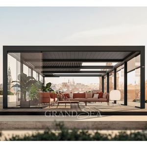 <span class=keywords><strong>2025</strong></span> tiêu chuẩn Châu Âu sang trọng hiện đại ngoài trời pergola gazebo nhôm không thấm nước louver vườn gazebo với cửa kính trượt - Product Image 2